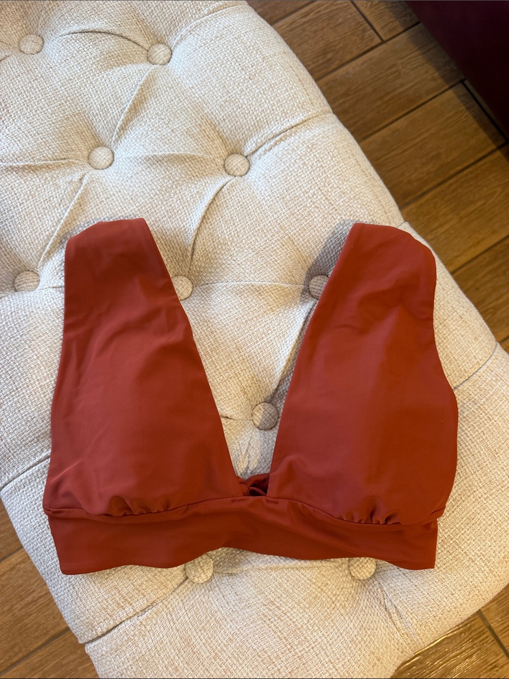 Abercrombie & Fitch Rust Red Triangle V Plunge Bikini Top With Tie Back